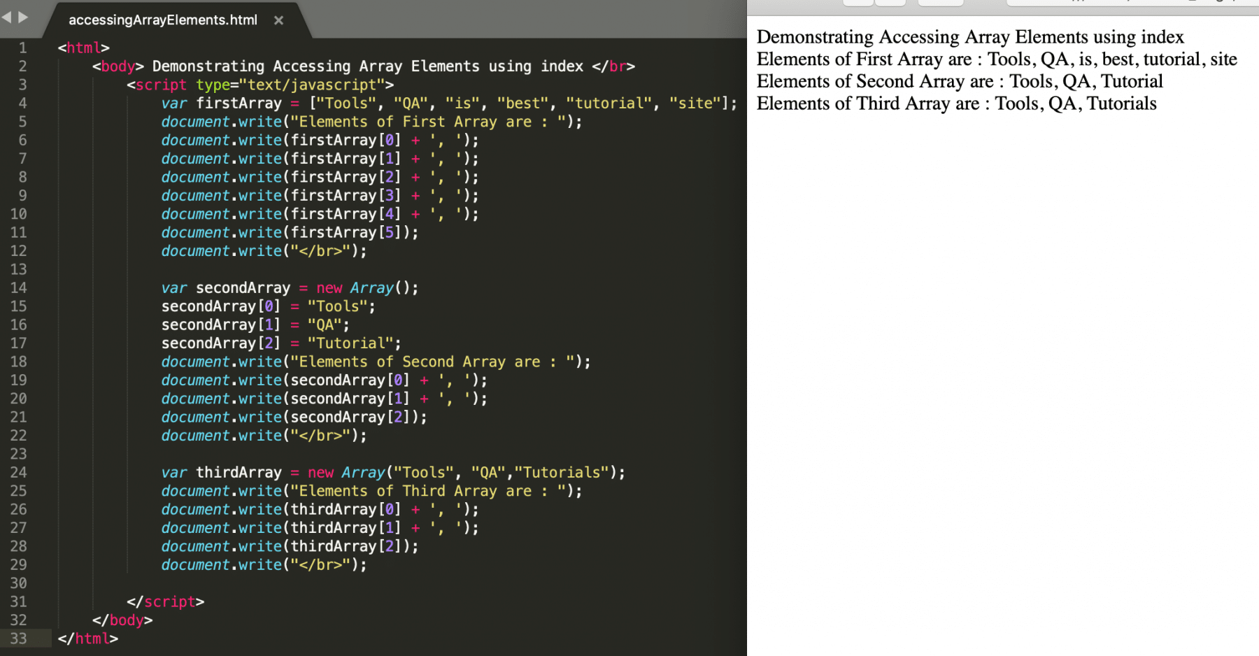 assignment to array javascript